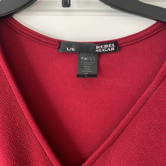 Women’s Short Sleeved Maroon Front Knot Tie Semi Formal Dress - Picture 2 of 5